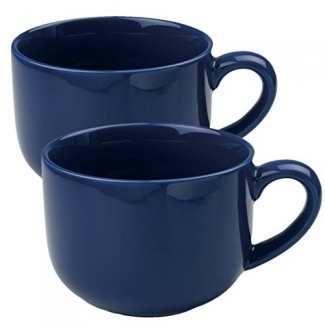  Taza de café con leche extra grande de 24 onzas Taza o tazón de sopa con asa - Azul marino Azul (juego de 2) 