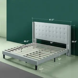  Marco de cama de plataforma con respaldo tapizado Alexio 