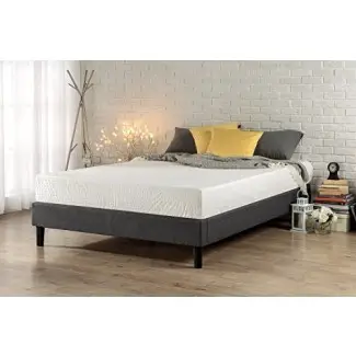  Zinus E Estructura de cama / base de colchón con plataforma tapizada esencial, sin necesidad de somier, soporte de listones de madera 