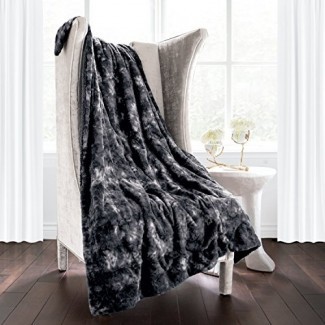  Manta de lujo de piel sintética súper suave y elegante - Elegante manta hipoalergénica y suave de felpa lavable a máquina 