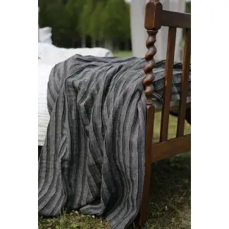  Manta de lino. Tiro de cama de lino. Manta gris carbón. Natural 