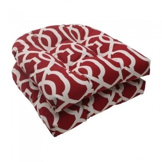  Pillow Perfect Outdoor New Nuevo cojín de asiento de mimbre Geo, rojo, juego de 2 