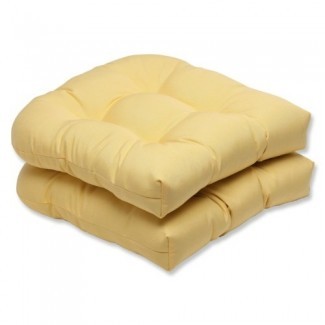  Almohada interior perfecta / Cojín de asiento de mimbre para exteriores con tela de ranúnculo de lona Sunbrella, juego de 2 amarillos 