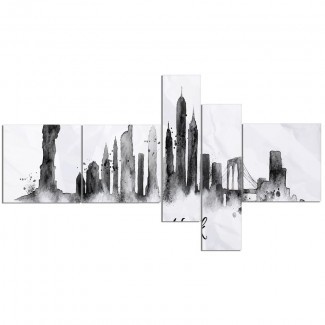 ' Silhouette Ink New York 'Imprimir Imagen de varias piezas en lienzo 