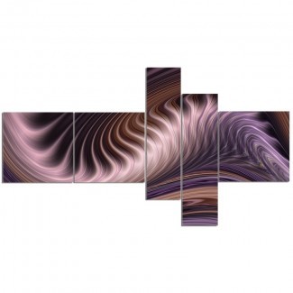  Impresión de arte gráfico 'Purple Waves Fractal Wall Art' Imagen de varias piezas en lienzo 
