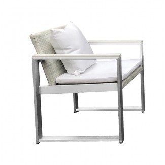  Laughlin Exquisitamente hermosa silla de comedor tapizada de aluminio anodizado para patio con cojín 