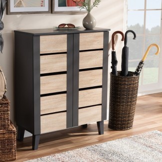 2 -Puerta de entrada de madera, 8 pares, gabinete de almacenamiento de calzado