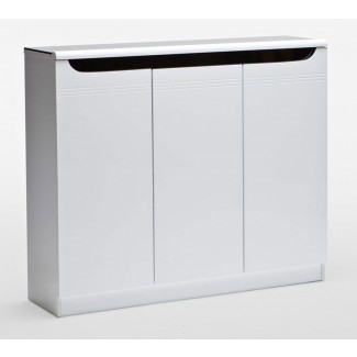 Muebles. Zapatero de madera blanca con tres rectángulos ...