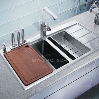  Fregadero de cocina con escurridor de acero inoxidable de doble lavabo, $ 749.99 