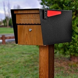  Mail Boss Curbside 7510 Mail Manager Bloqueo de buzón de seguridad, grano de madera, capa de polvo negro 