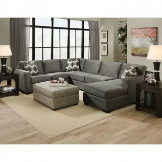  Muebles: Sofá seccional en forma de U gris con otomana agradable ... 