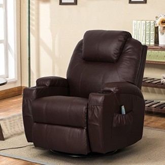 Sillón reclinable de masaje Esright, salón ergonómico de cuero PU calentado, giratorio de 360 grados