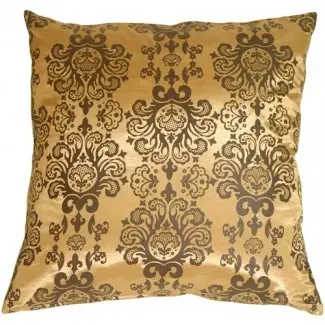  Cojín dorado con patrón barroco marrón de Pillow Decor 