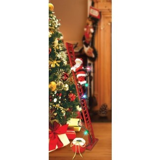 muñeco papa noel subiendo escaleras