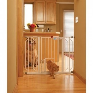  Puerta para bebés con puerta para mascotas | Baby Gate con gato 