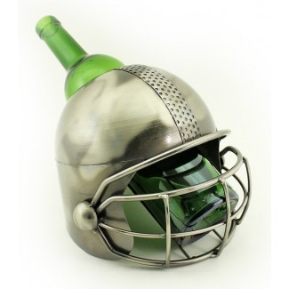  Soporte para botella de vino de metal grande con 1 botella de casco de futbolista Fraizer 