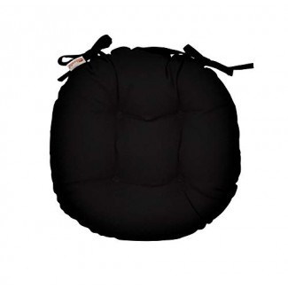  RSH Décor Interior / Outdoor Cojín redondo copetudo para silla Bistro con lazos - Hecho con lona Sunbrella negra 