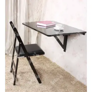  Hoja plegable plegable de pared, mesa de comedor de cocina, escritorio de madera para niños, US3-FWT02-SCH-FBA, negro 