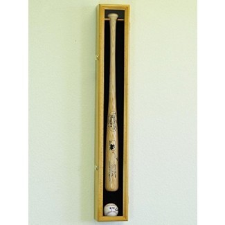  1 soporte de gabinete de bastidor de exhibición de bate de béisbol con protección UV Bloqueo verítico y horizontal con cerradura - Roble 