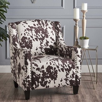  Christopher Knight Home 301405 Elisabeth Arm Chair, Milk Cow + Dark Brown 