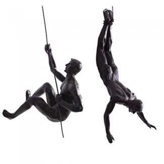  Creproly 2Pcs Resina Creativa Hombre de Escalada Escultura de Pared Estatuilla de Estilo Nórdico Estatua Acabada a Mano para Decoración de Arte en el Hogar Negro 