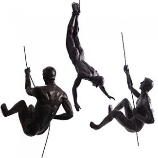  Creproly Set de 3 resina Creativa Hombre de escalada Escultura Estatuilla de estilo nórdico Estatua terminada a mano para Decoración de arte de hogar 