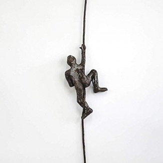  Escultura en miniatura, figura de escalada con cuerda, arte de pared de metal, arte de escalador de roca, arte de sala de estar 