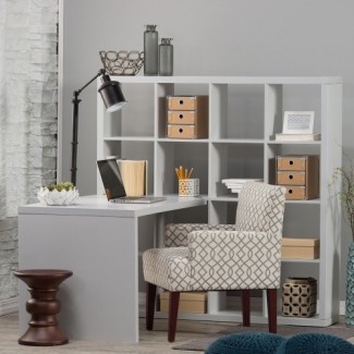  Hudson 16-Cube Shelf with Desk - Gray - Escritorios en 