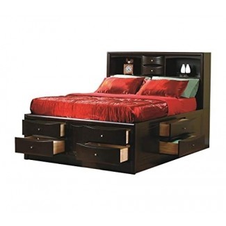  Coaster - Phoenix Contemporáneo Cama con estantería Queen con cajones de almacenamiento debajo de la cama. 
