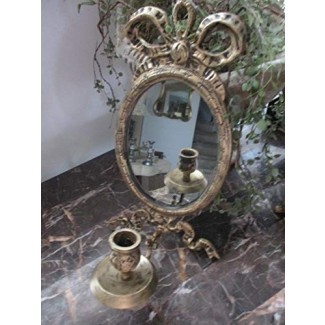  Espejo de pared / candelabro, dorado envejecido, vintage, decoración de pared, aplique de pared, latón / Metal, barroco, francés, diseño adornado, tapiz, galería de pared clásica 