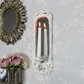  Espejo de pared crema adornado con aplique de vela - Windsor Browne 