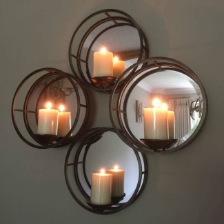  aplique de pared con espejo de cuatro círculos para velas por establo ... 