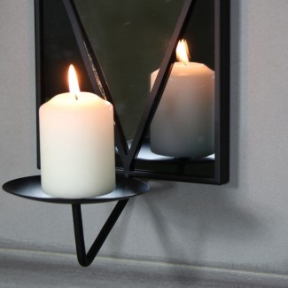  Espejo de pared negro con aplique de vela - Melody Maison® 
