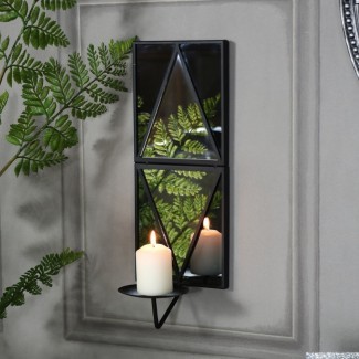  Espejo de pared negro con aplique de vela - Melody Maison® 