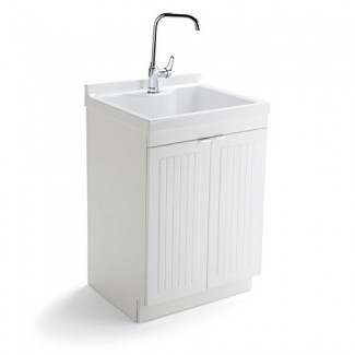  Simpli Home AXCLDYABS-24 Murphy Gabinete de lavandería tradicional de 24 pulgadas con grifo y fregadero de ABS 