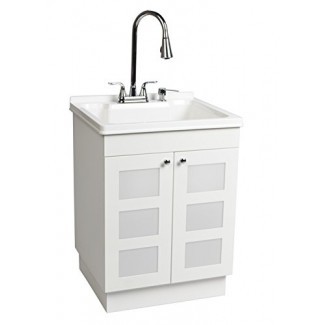  LDR 7712CP-SD Lavadero del gabinete del lavabo del grifo de cromo con dispensador de jabón y rociador extraíble 