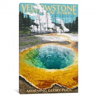  'EE. UU. Serie de servicios del parque nacional: Parque Nacional de Yellowstone (Morning Glory Pool) 'Anuncio vintage sobre lienzo 