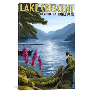 ' U.S. Serie de Servicios del Parque Nacional: Parque Nacional Olímpico (Lake Crescent) 'Anuncio Vintage sobre lienzo 