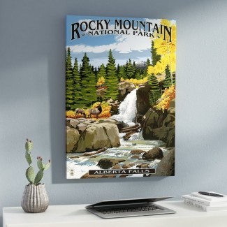  Serie de Servicios del Parque Nacional: Parque Nacional de las Montañas Rocosas (Alberta Falls) 'Anuncio Vintage sobre lienzo 