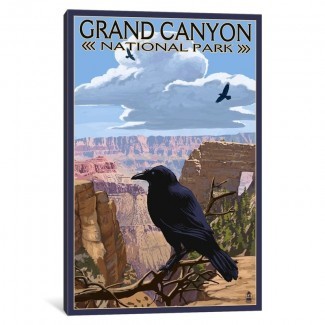 ' EE. UU. Serie de Servicios del Parque Nacional: Parque Nacional del Gran Cañón (Ravens Near Angels Window) 'Anuncio vintage sobre lienzo 
