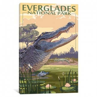 ' EE. UU. Serie de Servicios del Parque Nacional: Parque Nacional Everglades (Caimanes) 'Anuncio Vintage sobre lienzo 