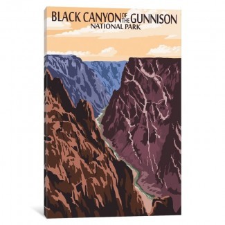 ' EE. UU. Serie de Servicios del Parque Nacional: Parque Nacional Cañón Negro del Gunnison (Río Gunnison) 'Anuncio Vintage sobre lienzo 