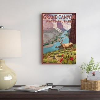 ' EE. UU. National Park Service Series: Grand Canyon National Park (Roaming Deer) 'Vintage Anuncio en lienzo 