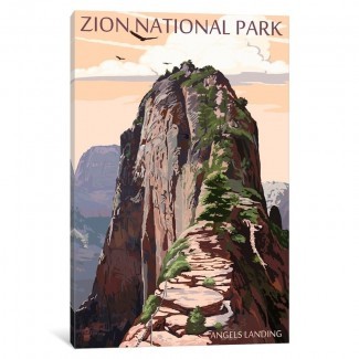 ' EE. UU. Serie de Servicios del Parque Nacional: Parque Nacional Zion (Angels Landing II) 'Anuncio Vintage sobre lienzo 
