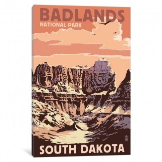 ' EE. UU. Serie de servicios del parque nacional: Badlands National Park (Castle Rock) 'Vintage Anuncio sobre lienzo 