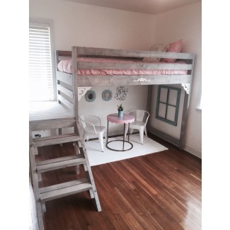  Twin / Twin XL rústica elegante loft cama con escaleras 