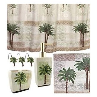  Amazon.com: juego de baño de 5 piezas Palm Tree | Tropical 