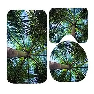  Amazon.com: CCBUTBA Palm Tree Bath Mat Set, 3 Piece 