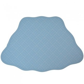  Juego de sábanas de guisante dulce de 2 manteles individuales acolchados en forma de cuña de vieira azul aciano para mesas redondas 