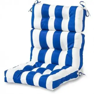  Cojín de silla con respaldo alto para exteriores, azul a rayas Cabana ... 